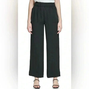 Calvin Klein Plus Size Wide Leg Woven Pant - Black